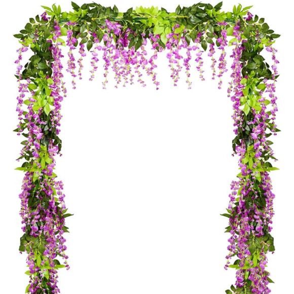 Wisteria Artificial Flowers Garland, 4 Pcs Total 28.8ft Artificial Wisteria Vine - Picture 1 of 7